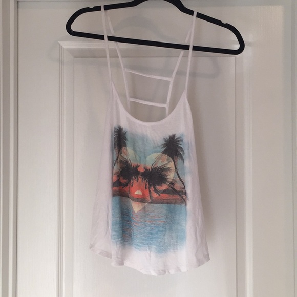 Full Tilt Tops - White Tropical Crop Top NWOT